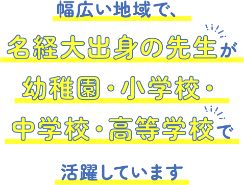 幅広い地域で、名経大出身の先生が小学生・中学校・高等学校で活躍しています